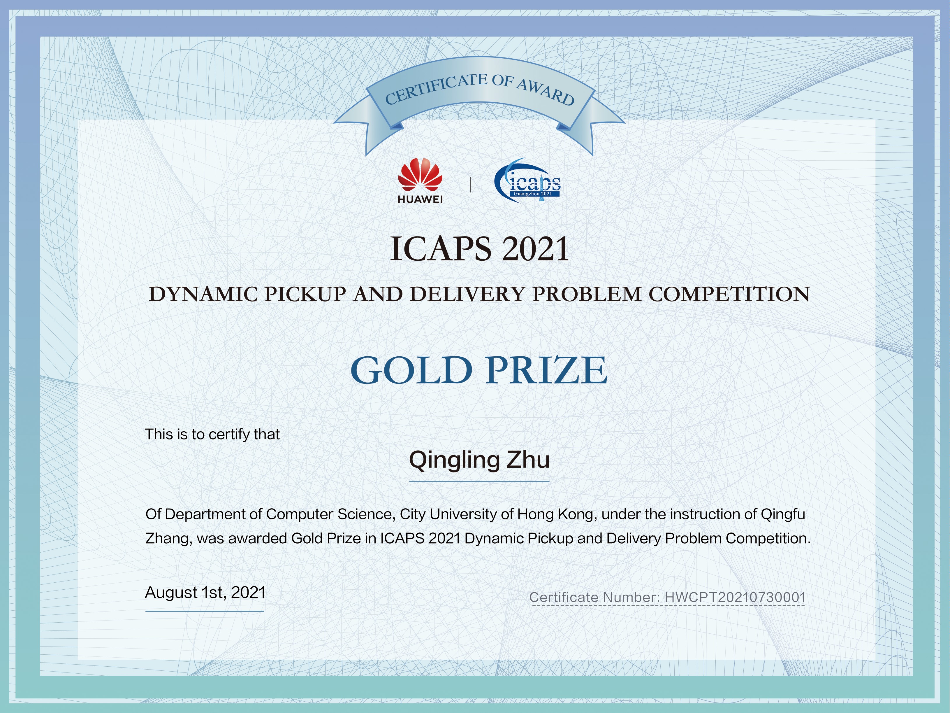Gold Prize in Dynamic Pickup and Delivery