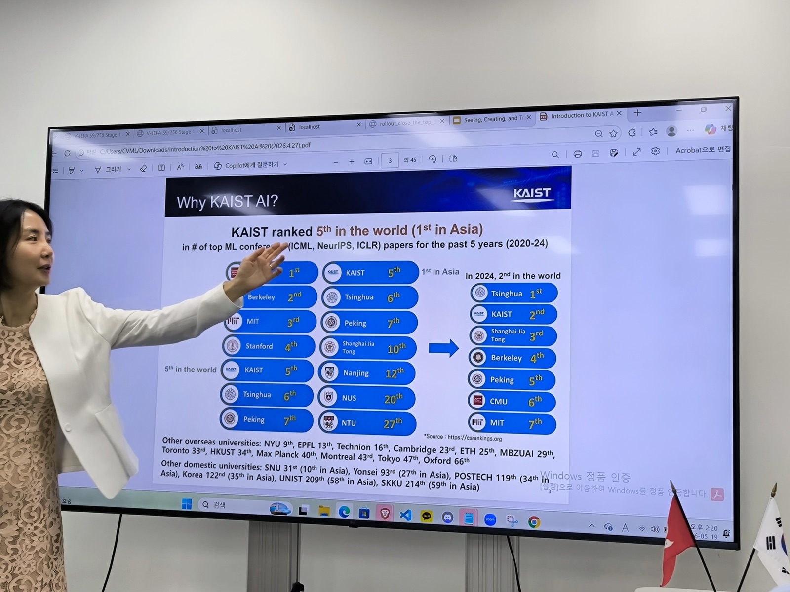 A slide on why KAIST AI ranks among the world's best