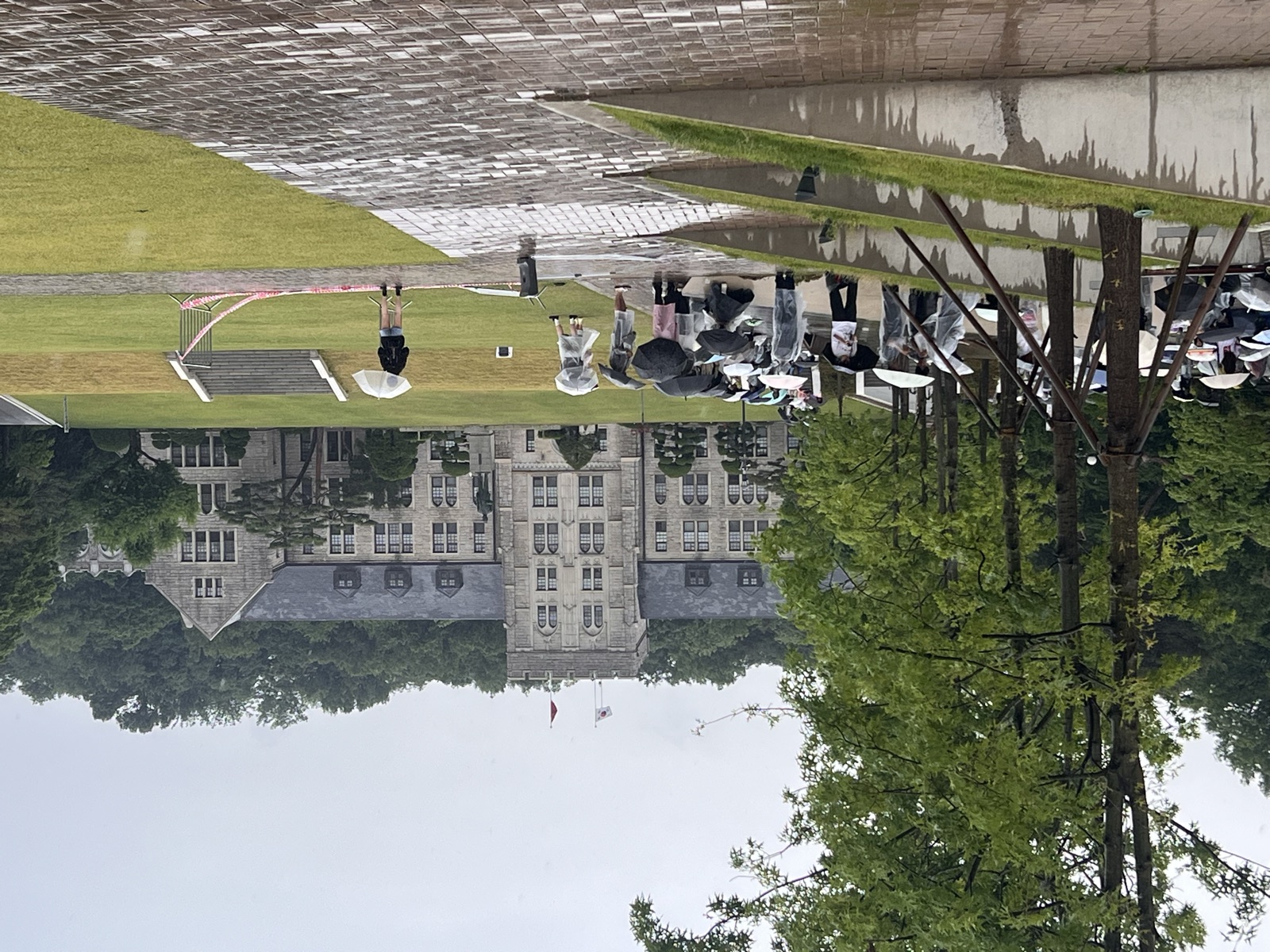 The grand main building across the central lawn