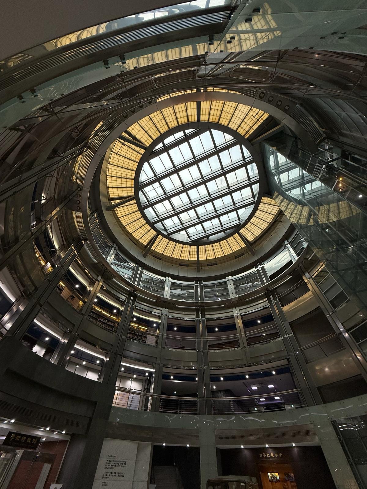 The glass-domed oculus atrium of the Centennial Memorial Hall