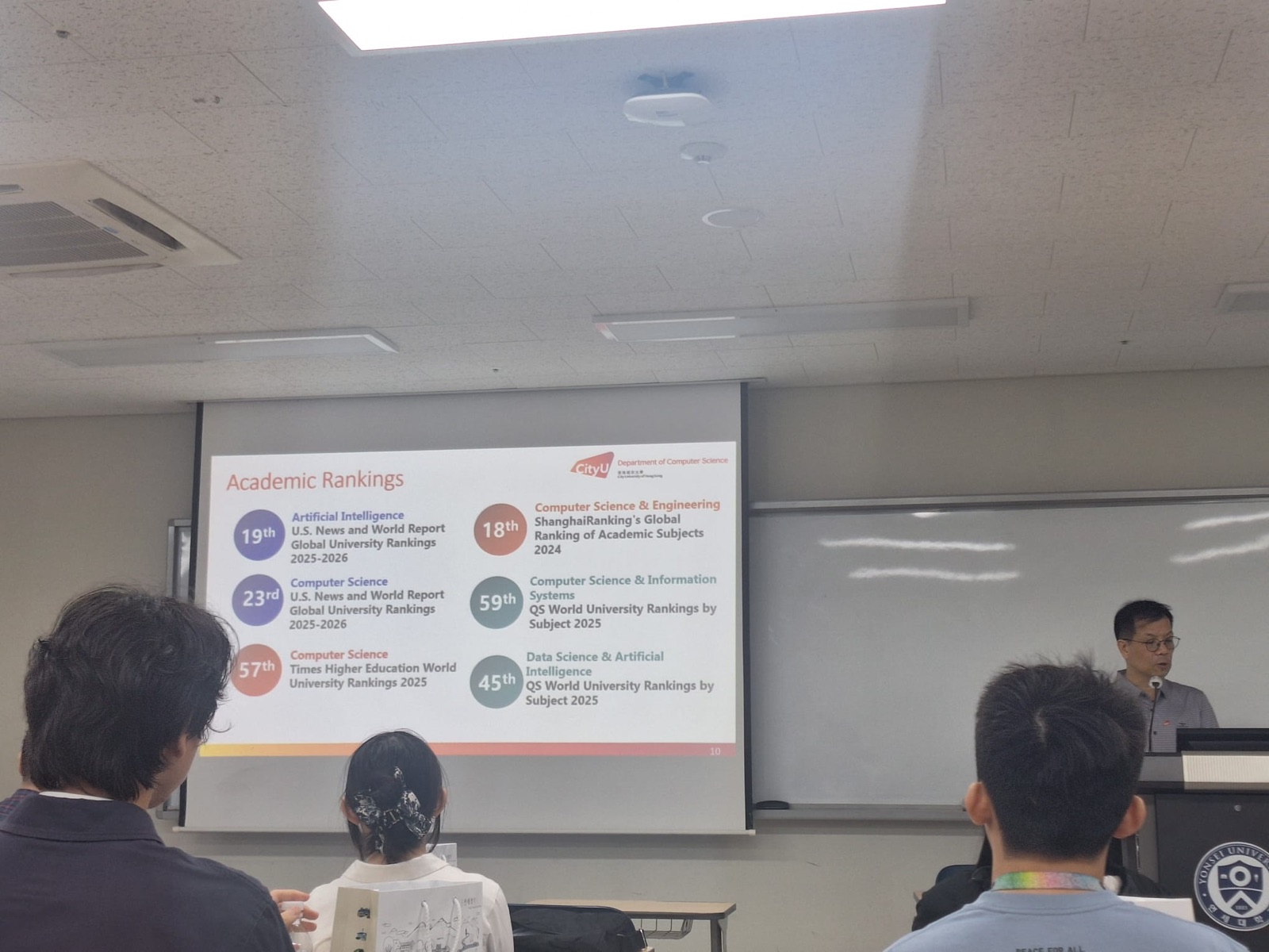An academic rankings slide