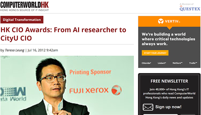 Computerworld story on Dr. Andy Chun's transition from AI researcher to CityU CIO